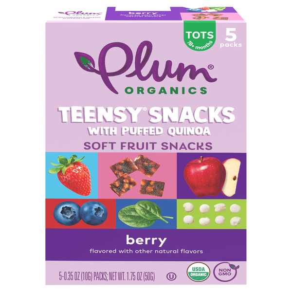 Plum Organics Teensy® Snacks Puffed Quinoa Berry Pouch hero