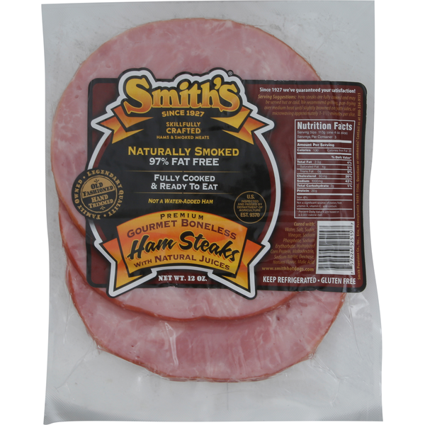 Meat Counter Smith's Ham Steaks, Naturally Smoked, Premium, Gourmet Boneless hero