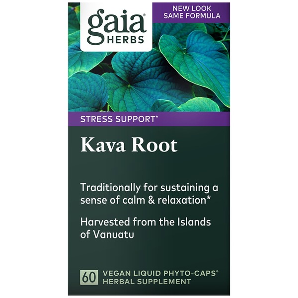 Energy & Stress Support Gaia Herbs Kava Root, Stress Support, Vegan Liquid Phyto-Caps hero