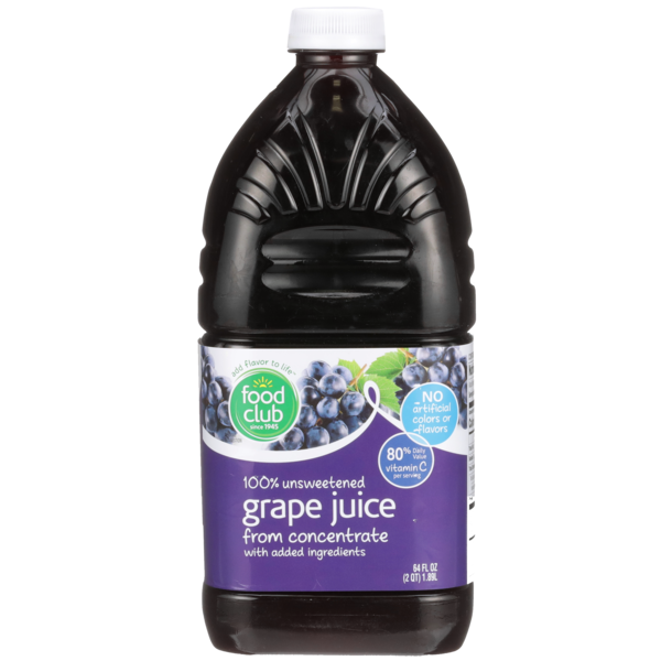 Juice & Nectars Food Club 100% Unsweetened Grape Juice From Concentrate hero