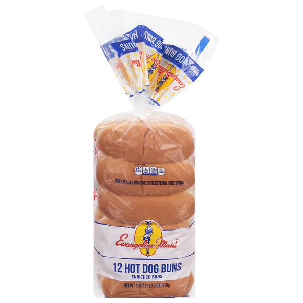 Buns & Rolls Evangeline Maid Hot Dog Enriched Buns hero