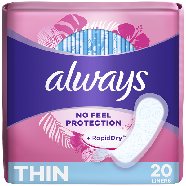 Feminine Care Always Thin No Feel Protection Daily Liners Regular Absorbency Unscented hero