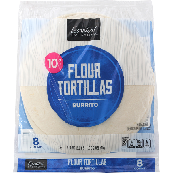 Tortillas & Flat Bread Essential Everyday Flour Tortillas, Burrito, 10 Inch hero