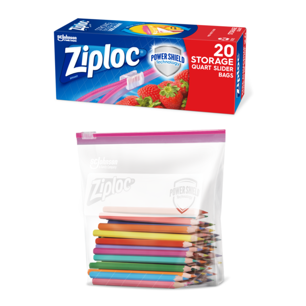 Food Storage Ziploc® Brand Slider Storage Bags, BPA-free Plastic Reusable Bags with Power Shield Technology hero