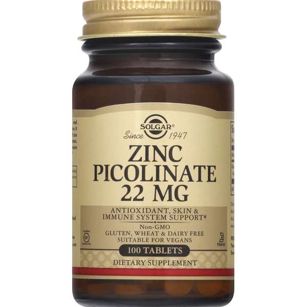 Vitamins & Minerals Solgar Zinc Picolinate, 22 mg, Tablets hero