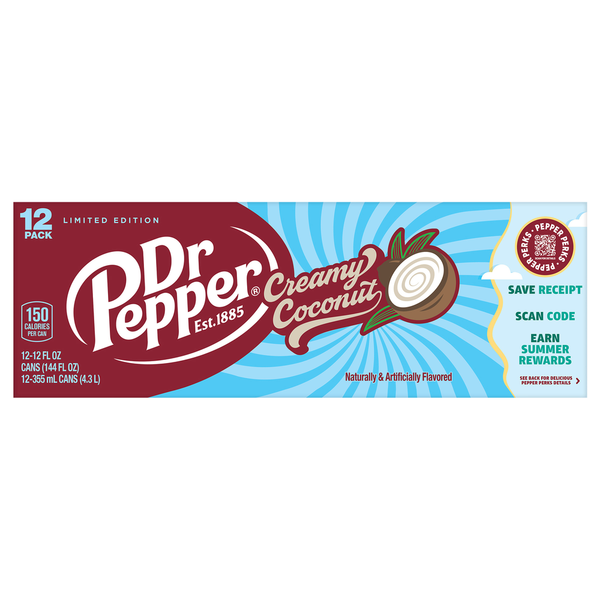 Soft Drinks Dr Pepper Soda, Creamy Coconut, 12 Pack hero