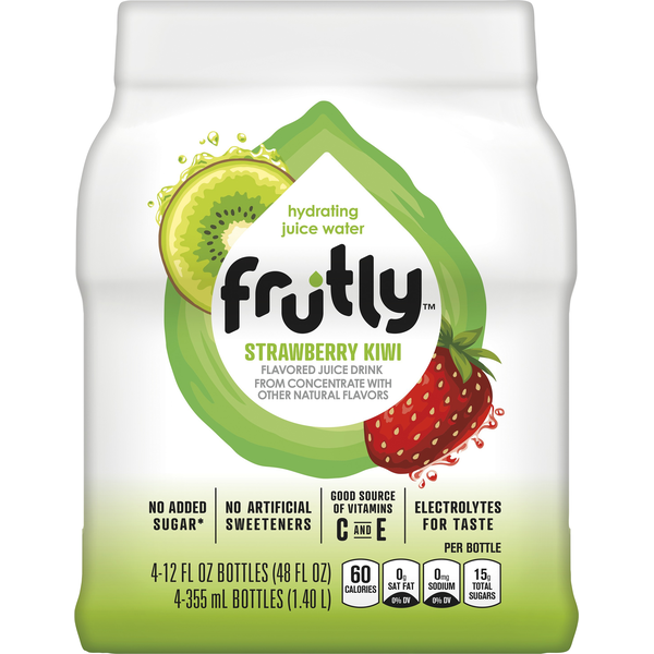 Juice & Nectars Frutly Juice Water, Hydrating, Strawberry Kiwi, 4 Pack hero