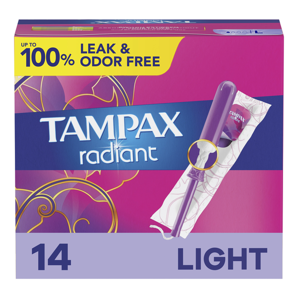 Feminine Care TAMPAX Radiant Tampons Light Absorbency, 14 Count hero