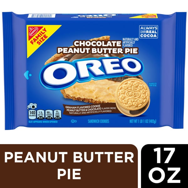 Cookies & Cakes Oreo Chocolate Peanut Butter Pie Sandwich Cookies, Family Size hero