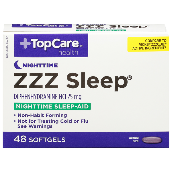 Stress & Sleep Aids TopCare ZZZ Sleep, Nighttime, 25 mg, Softgels hero