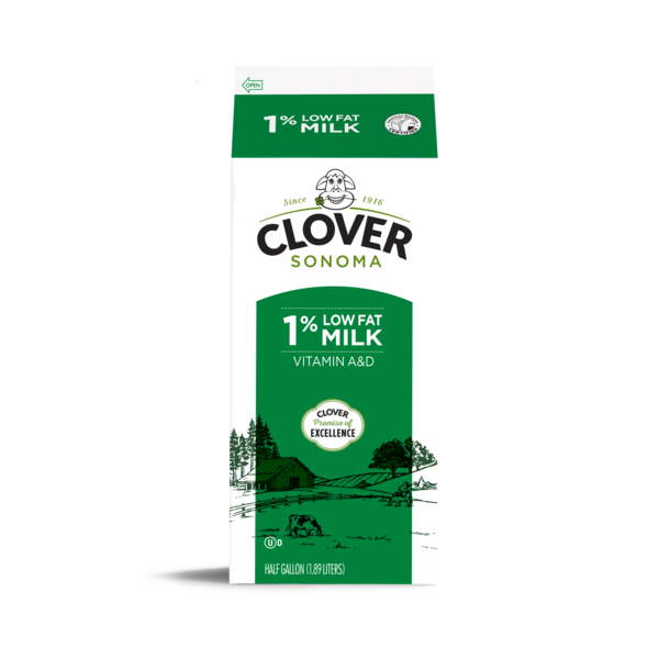 Milk Clover Sonoma Conventional Lowfat 1% Milk Half Gallon hero