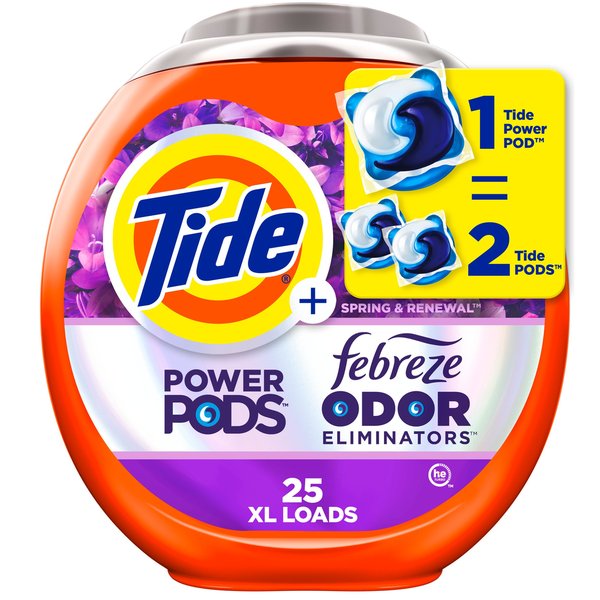 Tide Power Pods Laundry Detergent with Febreze Spring & Renewal hero