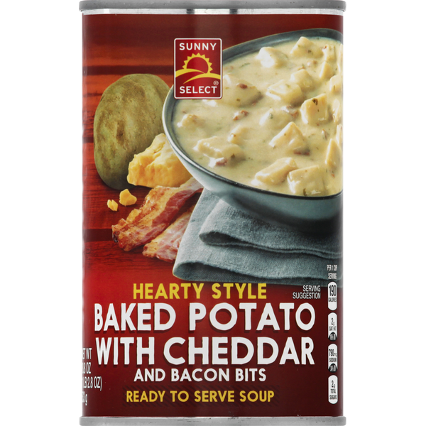 Prepared Meals Sunny Select Soup, Baked Potato with Cheddar and Bacon Bits, Hearty Style hero