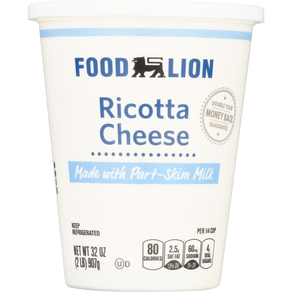 Other Creams, Cheeses & Dips Food Lion Part Skim Milk Ricotta Cheese hero