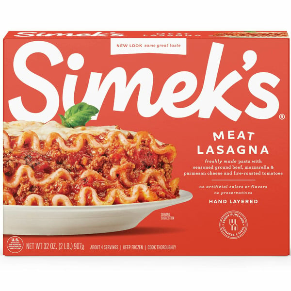 Frozen Meals Simek's Meat Lasagna, Family Size Frozen Meal hero