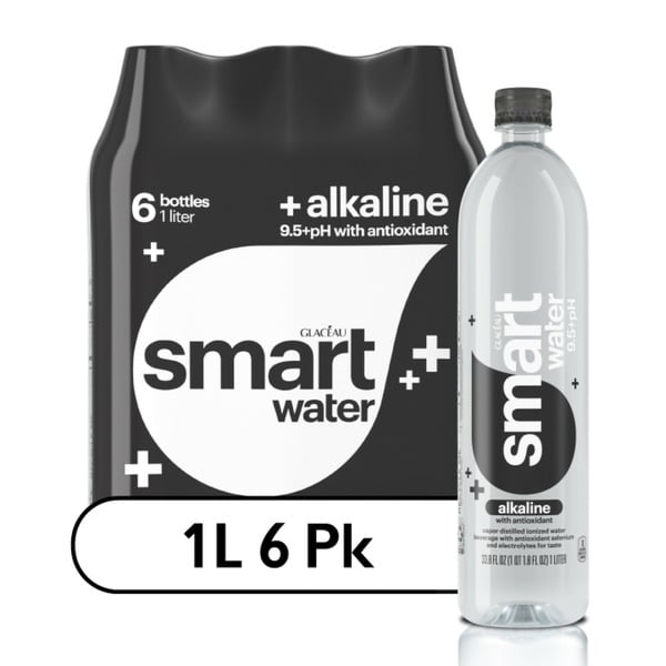 Water, Seltzer & Sparkling Water smartwater Alkaline With Antioxidant Ionized Electrolyte Vapor-Distilled Water Bottles hero