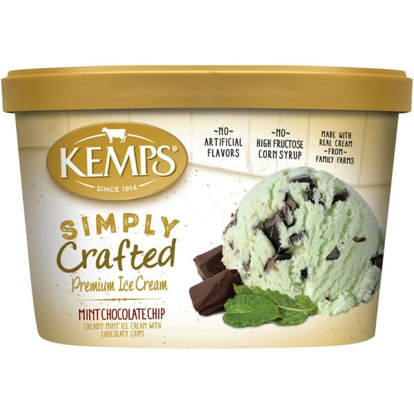 Ice Cream & Ice Kemps Simply Crafted, Mint Chocolate Chip, Premium Ice Cream hero