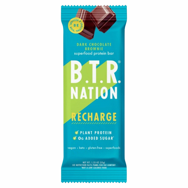 B.t.r. Nation Dark Chocolate Brownie Recharge Superfood Protein Bar hero