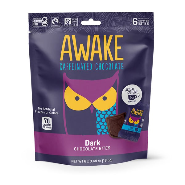 Candy & Chocolate AWAKE Caffeinated Chocolate Dark Chocolate Bites hero