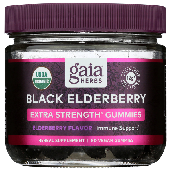 Vitamins & Supplements Gaia Herbs Black Elderberry Extra Strength Gummies hero