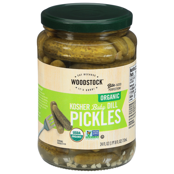 Pickled Goods & Olives WOODSTOCK Organic Kosher Baby Dill Pickles hero