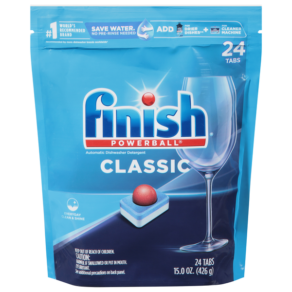 Dish Detergents Finish Automatic Dishwasher Detergent, Classic, Tablets hero