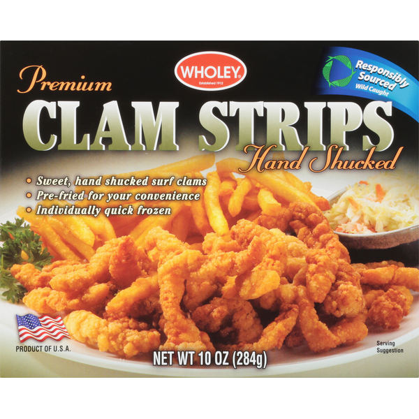 Frozen Meat & Seafood Wholey Clam Strips, Premium, Hand Shucked hero