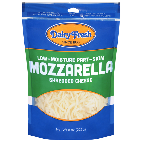 Cheese Dairy Fresh Shredded Cheese, Mozzarella, Part-Skim, Low-Moisture hero