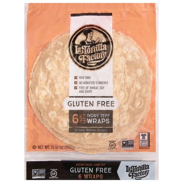 Tortillas & Flat Bread La Tortilla Factory Ivory Teff Wraps, Gluten Free, Ancient Grain hero