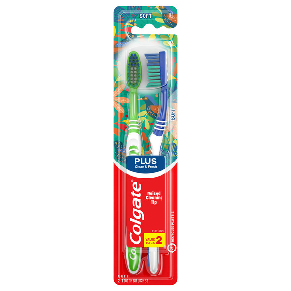 Oral Hygiene Colgate Plus Soft Toothbrushes with Tongue Cleaner hero