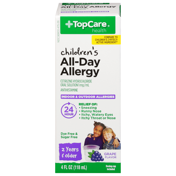 Cold, Flu & Allergy TopCare All-Day Allergy, Children's, 1 mg/ml, Grape Flavor hero