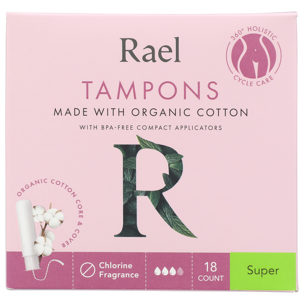 Feminine Care Rael Beauty Rael Organic Cotton Tampons With Compact Applicators - Super hero