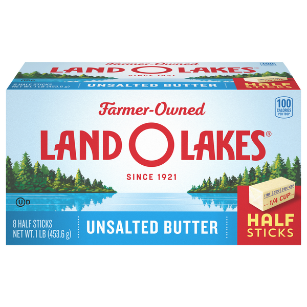 Baking Ingredients Land O Lakes Unsalted Butter in Half Sticks hero