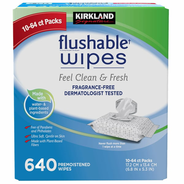 Paper Goods Kirkland Signature Flushable Wipes, 640-count hero