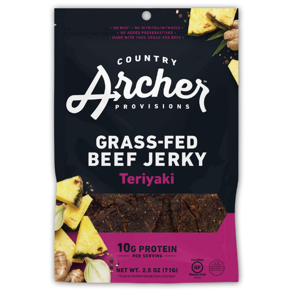 Popcorn & Jerky Country Archer Beef Jerky, Teriyaki, Grass-Fed hero