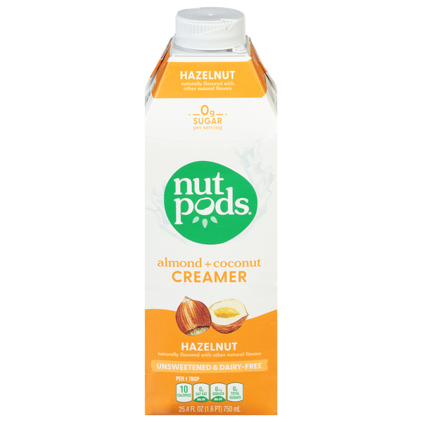 Plant-Based Milk nutpods Creamer, Almond + Coconut, Hazelnut hero