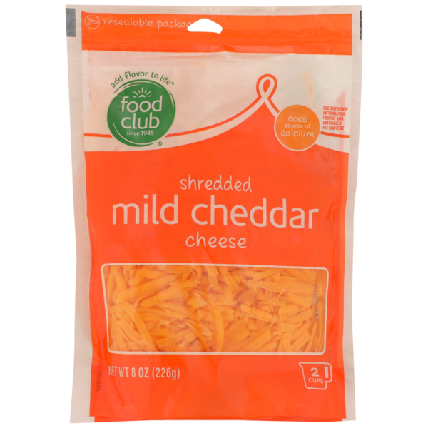 Packaged Cheese Food Club Mild Cheddar Shredded Cheese hero