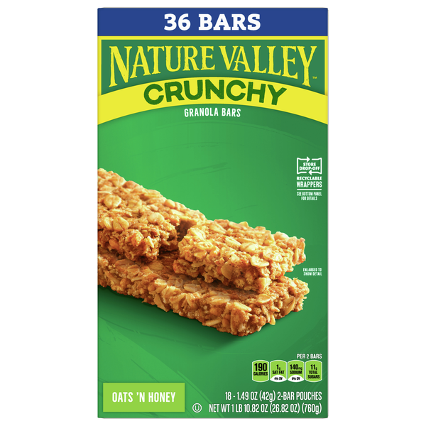 Energy & Granola Bars Nature Valley Granola Bars, Oats 'N Honey, Crunchy hero