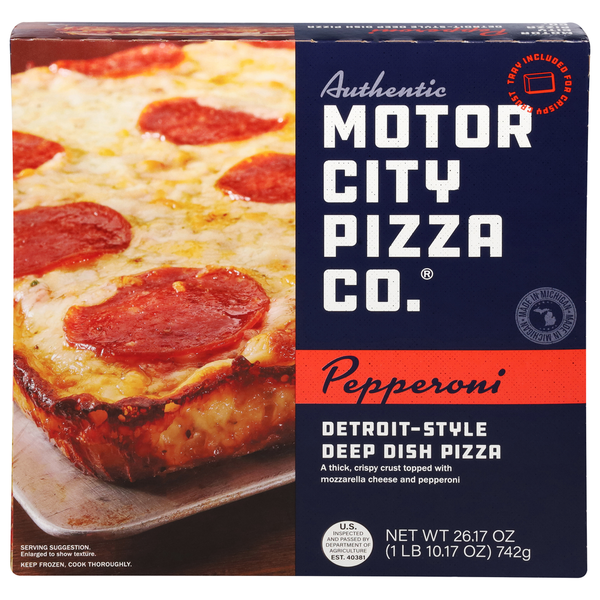 Frozen Pizza Motor City Pizza Co. Pizza, Pepperoni, Deep Dish, Detroit-Style hero