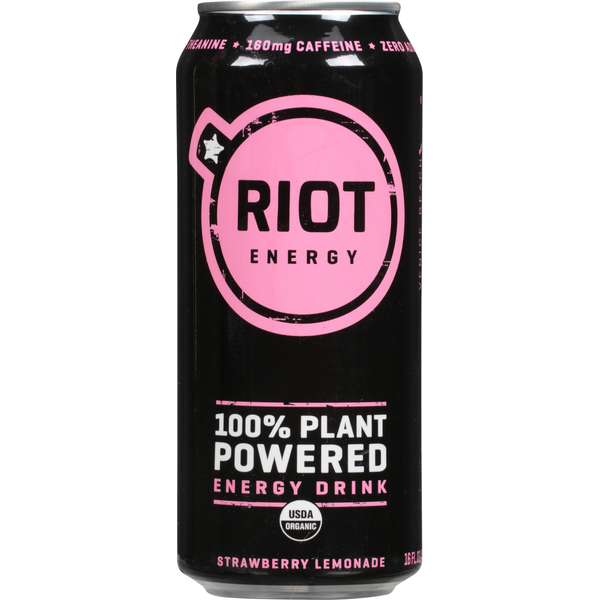 Riot Energy Energy Drink, Organic, Strawberry Lemonade hero