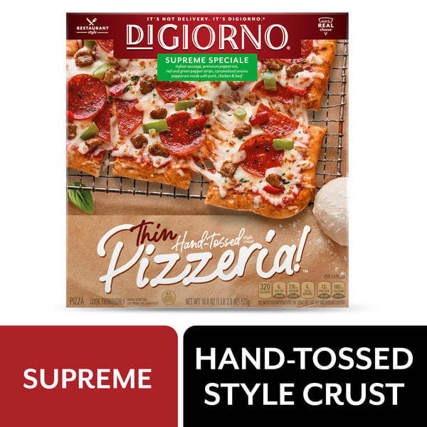 Frozen Pizza DiGiorno Pizzeria Thin Hand Tossed Speciale Supreme hero