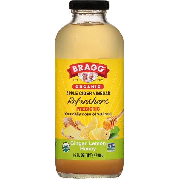 Energy & Sports Drinks Bragg Apple Cider Vinegar, Organic, Ginger Lemon Honey, Prebiotic hero