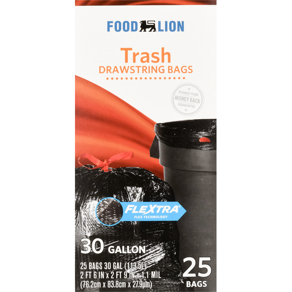 Trash Bags & Liners Food Lion Trash Bags Drawstring 30 Gallon Flextra-Strength hero