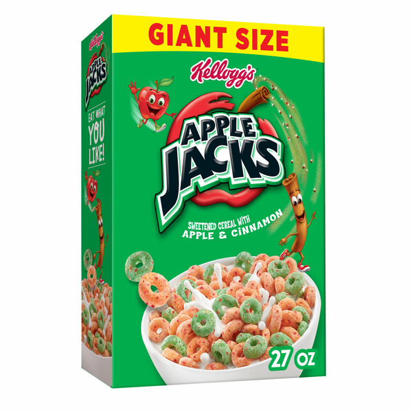 Cereal Kellogg's Apple Jacks Cold Breakfast Cereal, 8 Vitamins and Minerals, Original hero