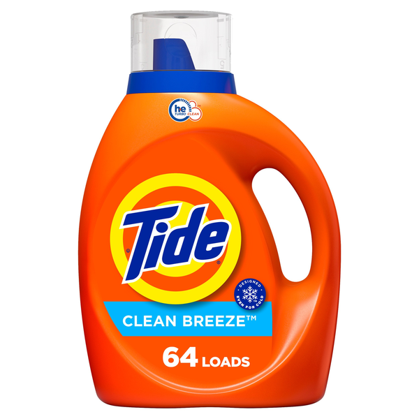 Tide Liquid Laundry Detergent, Clean Breeze, 64 loads, 84 fl oz, HE Compatible hero