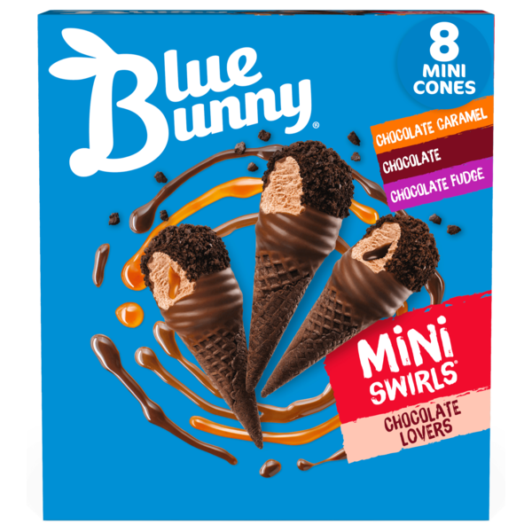 Cookies & Cakes Blue Bunny Mini Swirls Chocolate Lovers Cones hero