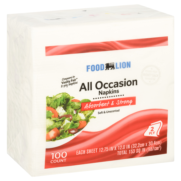 Paper Goods Food Lion Napkins, All Occasion, 2-Ply hero