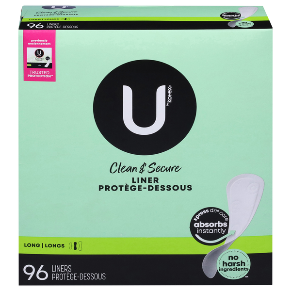 Feminine Care Kotex Clean & Secure Panty Liners, Light Absorbency, Long Length hero