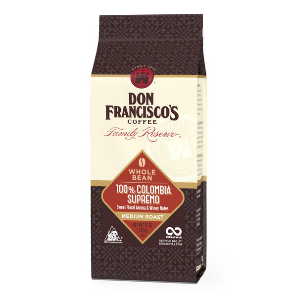 Coffee Don Francisco's Coffee 100% Colombia Supremo, Medium Roast, Whole Bean Coffee hero