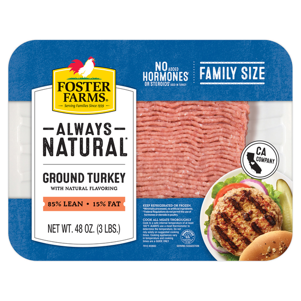 Packaged Poultry Foster Farms Ground Turkey, 85% Lean 15% Fat hero